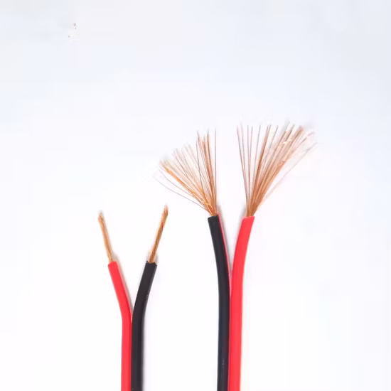 2 Core High Quality Flat Audio Speaker Wire for Video Transparent Red Black Parallel Cable